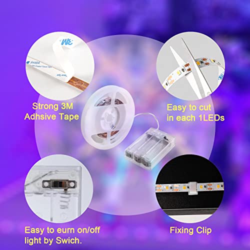 6.6ft 120 LED Black Light Strips, Battery Operated UV LED Strip for Glow Party, Halloween, Glass, Poster, Painting, Battery Not Included
