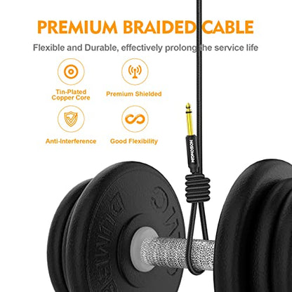 HOSONGIN 1/4 Inch Guitar Instrument Cable 2-Pack [Nylon Braided Shielded], 1/4 Inch to 1/4 inch TS Male to Male Plug Mono Audio Cord, Quarter Inch 6.35mm Unbalanced Interconnect Line - 10 feet - size: 10 Feet, style: 1/4" Guitar Cable - 2 Pack
