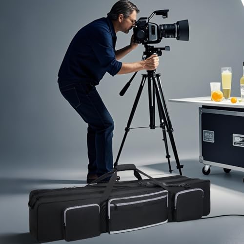 Tripod Carrying Case, 50.8" Heavy Duty Tripod Bag with Padded Divider | Light Stand Bag Dual Zipper Photo Studio Equipment Large Carrying Bag for Tripod, Monopods, Mic Stand, Tent Pole, Boom Stands - size: 50.8 x 9.4 x 9.8 IN