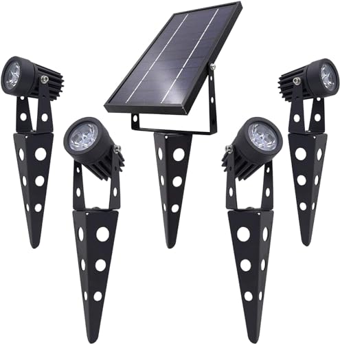 4-Spotlight Mini 50X Solar-Powered LED Spotlight (Cool White LED), Black Finish, Outdoor Garden Yard Landscape Downlight - size: Mini 50X 4SP Cool White