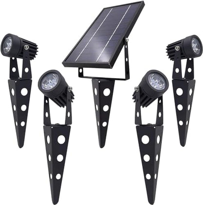 4-Spotlight Mini 50X Solar-Powered LED Spotlight (Cool White LED), Black Finish, Outdoor Garden Yard Landscape Downlight - size: Mini 50X 4SP Cool White