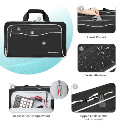 AUROTIER DJ Bag for DDJ-FLX4/DDJ 200/DDJ 400/DDJ REV1, Padded DJ Controller Crossbody Bag with 4 Pockets for 17.3 Inch Laptop, Cables, DJ Mixer Case with Adjustable Shoulder Strap for DJ Equipment - color: Grey