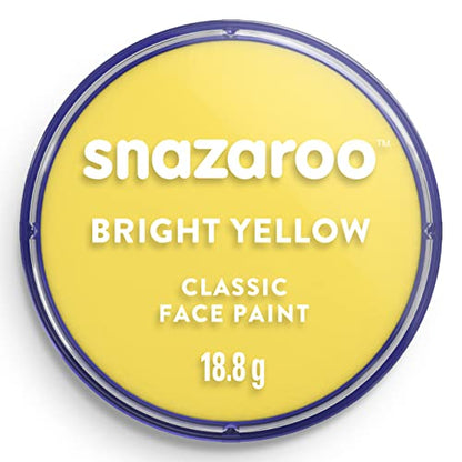 Snazaroo Classic Face and Body Paint, 18.8g Pot, Bright Yellow | Non-Toxic Hypoallergenic, Safe, Washable, Face & Body Paint for Halloween, Cosplay Costumes, Dress Up, Parties and Festivals - color: Bright Yellow, style: 18.8g (0.66-oz) Pot
