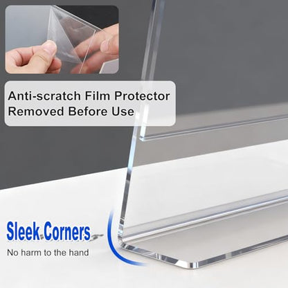 Acrylic Sign Holder 8.5 x 11 Horizontal , Clear Plastic Display Stand for Tabletop, Acrylic Stands for Flyers, Table Paper Holder, Vertical Sign Holder 8.5x11 for Restaurants, Office and School (Slant 6 Pack 11x8.5) - size: Slant 6 Pack 11x8.5