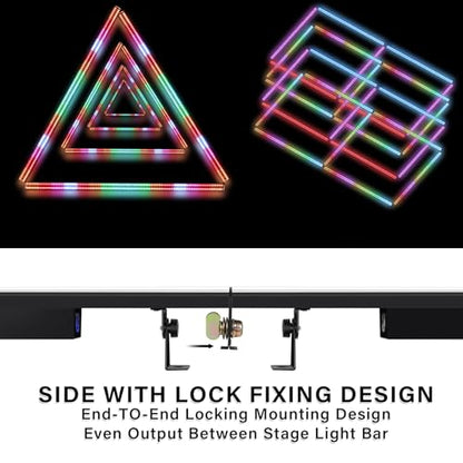 Stage Strobe Lights Bar,240W 448 LED RGBWA 5IN1 Stage Wash&Strobe DJ Light Bar DMX RDM Sound Activated 224 RGB Zones&224 Amber&White Chasing Effects for Stage Parties DJ Club Disco Wedding