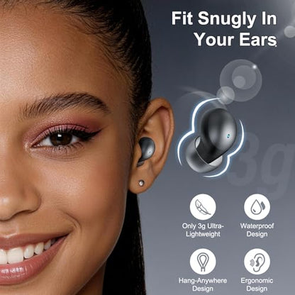 Sleep Earbuds Bluetooth 6.0 in Ear, 2026 New Mini Sleep Headphones with Sleep Monitor and APP, Sleepbuds for Side Sleepers, 48H Playtime Sleep Earphones with Personal Alarm/Small Earplugs, D-Black