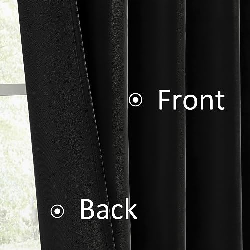 MUMFAS Velvet Blackout Curtains 84 Inches Long for Bedroom Office, Back Tab Rod Pocket Dark Out Heat Blocking Living Room Curtains 52 by 84 Inch 7 FT Length, 2 Panels, Black - color: Black, size: 52"W x 84"L (Pack of 2)