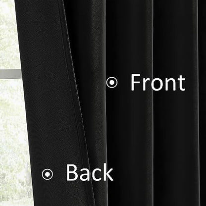 MUMFAS Velvet Blackout Curtains 84 Inches Long for Bedroom Office, Back Tab Rod Pocket Dark Out Heat Blocking Living Room Curtains 52 by 84 Inch 7 FT Length, 2 Panels, Black - color: Black, size: 52"W x 84"L (Pack of 2)