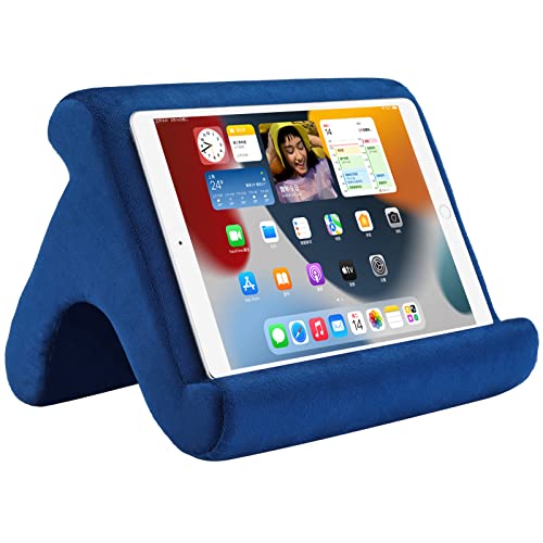 Tablet Pillow Stand Holder Dock for Bed with 3 Viewing Angles, Compatible with All Tablets,Phones and iPad Pro 9.7, 10.5,12.9 Air Mini 4 3, Kindle, E-Reader and Books(Navy) - color: Navy
