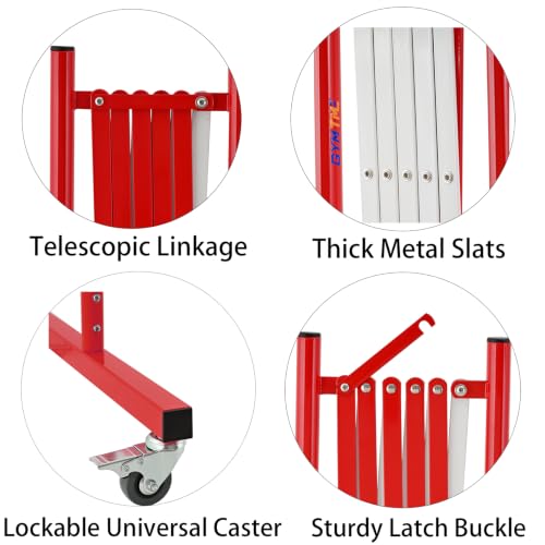 TRUNK 8ft Expandable Metal Barricade, Mobile Safety Gate, Red and White | High-visibility red/white finish for heavy-duty outdoor & warehouse safety - size: 8 FT Red and White-41 in(L-H)