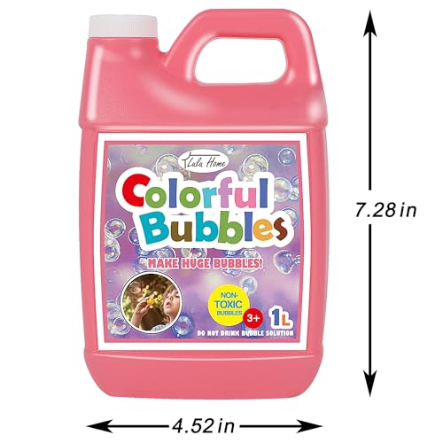 Lulu Home Concentrated Bubble Solution, 1 L/ 33.8 OZ Refill | For Bubble Machines, Giant Wands, and Blowers, Up to 2.5 Gallons, For Kids' Birthday Parties - color: Pink