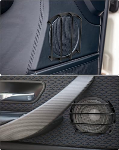 QWORK 8 Inch Bar-Type Subwoofer Grill Satin Black Finish, Compatible with Most Round Car Audio Subwoofers, 2 Pcs