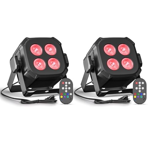 Mini Stage Lights, Corded 4 * 8w Led Par Lights, Lightweight RGBW 4 in 1 LED Stage Lights with DMX512, Sound-Activated Controlled, 4/8 CH Par Lights for Home, Party, Show, Event, 2 Pack - color: 2 Pack