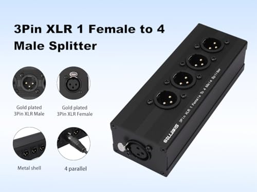 XLR 1 to 4 Box,4-Way Balanced XLR Splitter Box,3Pin XLR 1 Female to 4 Male Splitter,1-In-4-Out Audio Distributor for Studio, Live, Mixer, Amplifier, Preamps, Powered Speaker - color: 1 Female to 4 Male Adapter
