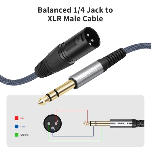 6Feet 1/4 TRS to 3Pin XLR Male Auido Cable,6.35mm TRS to XLR Male Braid Quarter inch Balanced Audio Cable for Mixer Power Amplifier-2Pack - color: 1/4 TRS To XLR M, size: 6feet(2pack)