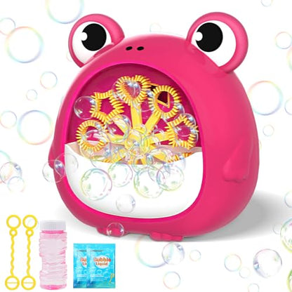 Frog Bubble Machine Toys for Kids 3-8, Outdoor Party Birthday Gift | Bubble Blower Maker with 2 Solutions, Gift for 3 4 5 6 7 8 Year Old Girls Boys - color: Red