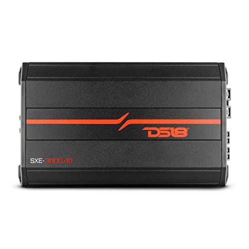 DS18 SXE-3000.4D/BK Car Amplifier Stereo Full-Range Class D 4-Channel 200x4 RMS @4 OHM 3000 Watts - Powerful and Compact Amp for Speakers in Car Audio System - style: SXE-3000.4D/BK