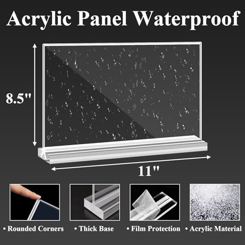 Arrobust Acrylic Sign Holder 8.5x11 Inches 6 Pack Horizontal, T -Shaped Double Sided Clear Paper Frames, PlasticTable Menu Display Holder, Document Flyer Table Stand for Office, Store, Restaurant - size: Vertical 6 Pack 11x8.5''