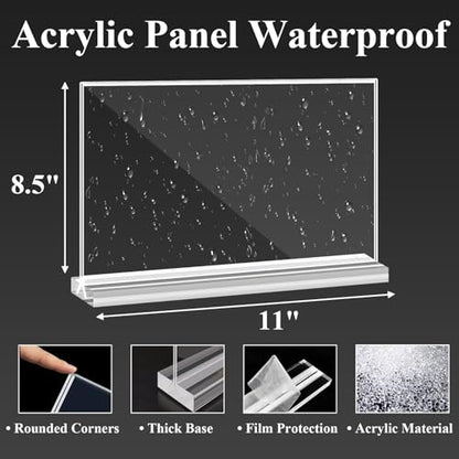 Arrobust Acrylic Sign Holder 8.5x11 Inches 6 Pack Horizontal, T -Shaped Double Sided Clear Paper Frames, PlasticTable Menu Display Holder, Document Flyer Table Stand for Office, Store, Restaurant - size: Vertical 6 Pack 11x8.5''