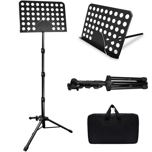 70IN Sheet Music Stand, Tall Music Stand for Sheet Music High Stability, Adjustable Portable Music Stand with Carrying Bag for Guitar, Violin, Ukulele (33-70IN-A) - size: 33-70IN-A