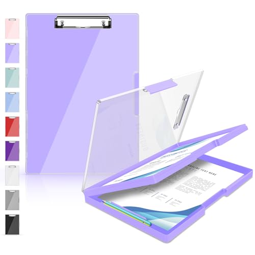 Sooez Nursing Clipboard with Storage, Clear Top Clip Boards 8.5x11 Lavender | Heavy Duty Plastic, Dry Erase, High Capacity, Nurse Essentials, Dental Assistant, Teacher & College School Office Supplies - color: Light Purple