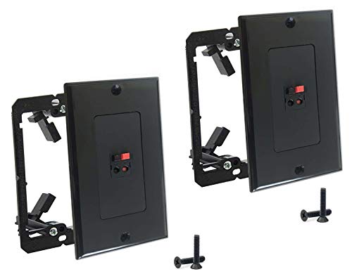 DIYTECH Premium 1 Speaker Wall Plate, Speaker Plug, Supports 1 Speaker Configurations, Speaker Port for Wall Speaker Wire, Speaker Wire in Wall, Wire Wall Plate - (2 Pack Black w/Brackets) - color: 2 Pack w/Bracket Black