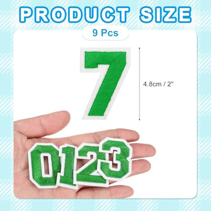 MECCANIXITY Iron on Number Patches 2" Number 7 Iron on Embroidered Patch Sew on Letter Stickers Applique for Repairing Clothing Jeans Shoes Hats DIY(Green, Pack of 9) - style: Number 7