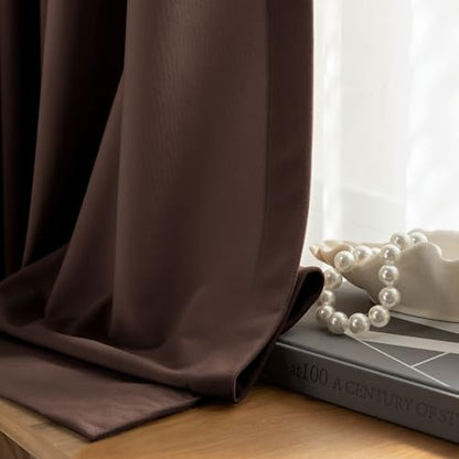 Beauoop Coffee Brown Velvet Curtains for Bedroom Living Room 52x72 2 Panels - color: Coffee, size: 52"W x 72"L (Pack of 2)