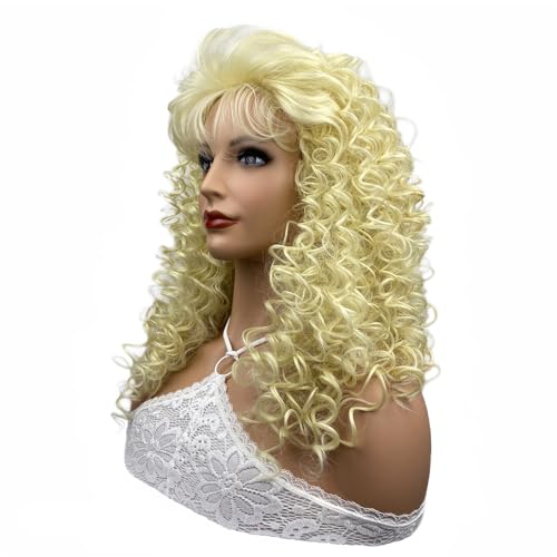 Aimole Long Curly Wigs Synthetic Heat Resistant Hair Cosplay Women Wig (613 Blonde) - color: 613 Blonde