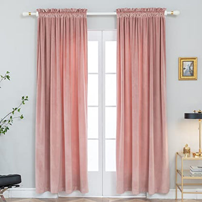 PLEASANT BOULEVARD Chintz Rose Velvet Curtains 108 inch Long Heavyweight Blackout Curtains Rod Pocket Thermal Insulated Darkening Window Drapes for Bedroom Living Room, W52 x L108, 2 Panels - color: Chintz Rose, size: 52"W x 108"L (Pack of 2)