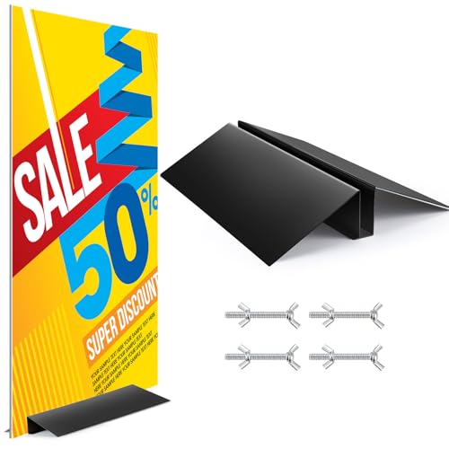 Blulu 1 Pcs 24 Inches Metal Floor Sign Stand Holder M Mount Holder Graphic Floor Standing Display Stand for Composite Foam Board, Acrylic Glass Sign, Base Only - size: 24 inches