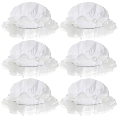 BAOZOON White Mob Cap Colonial Bonnet Hat Grandma Night Hat with Lace Frilly Cosplay Accessories for Revolutionary Handmaids - style: 6 Pcs