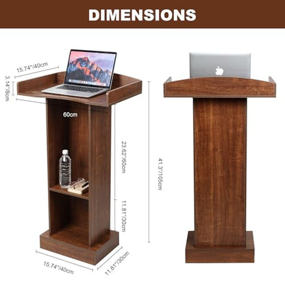 Podium Stand for Lectern Presentation Church Classroom, Pulpit with Wooden Heavy Base, Oak Podium for Lecture, Wedding Speech - color: Oak