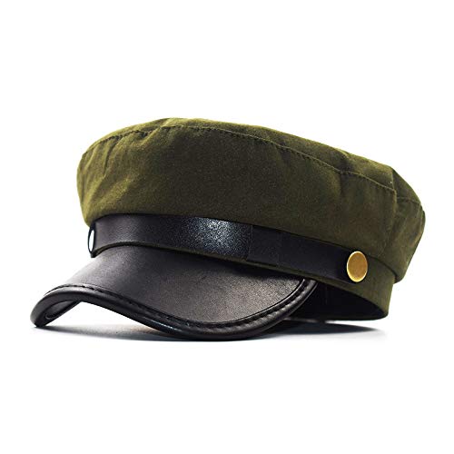 Unisex Chauffeur Hat for Men Women Captain Sailor Newsboy Cap Costume Hats - color: Army Green