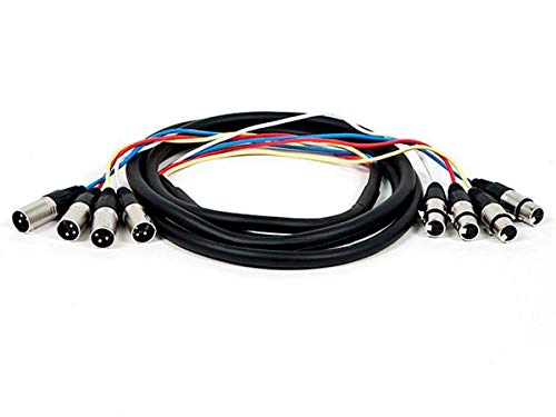 Monoprice XLR Male to XLR Female Snake Cable - 10 Feet- Black/Silver, 4-Channel, Metal Connector Housings Plastic and Rubber Cable Boots - size: 10 Feet