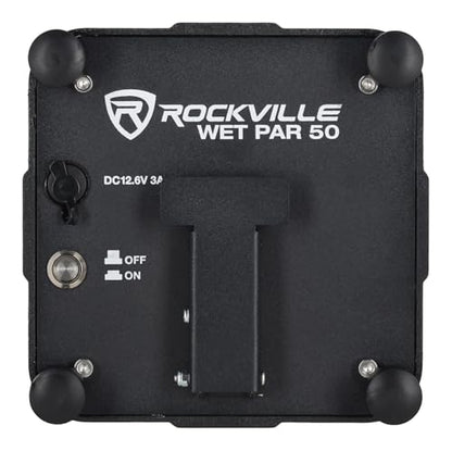 Rockville WET PAR 50 Black Battery DJ Lights 2-Pack Bundle with RLB90 Bag | 24-Hour Single-Color Battery Runtime, IP64 Waterproof, Wireless DMX, RGBWA+UV, 2 RF Remotes, Travel Bag, 3 Items
