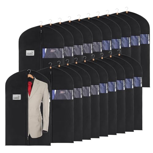 KEEGH 40 inch Suit Cover Bags for Men, Black Garment Bags (Set of 20) - size: 40"-20pcs