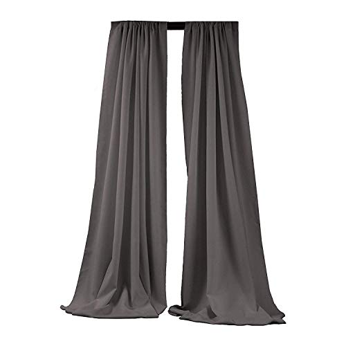 Polyester Poplin Backdrop Drape Curtain Panel with 4" Rod Pocket (Charcoal, 5 Feet Wide x 15 Feet High 2 Panels) - color: Charcoal, size: 60"W x 180"L (Pack of 2)