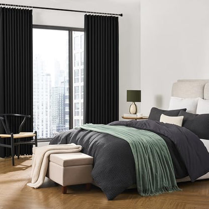 KEQIAOSUOCAI Pinch Pleated Blackout Curtains 92 Inch Long 2 Panels for Bedroom Living Room Thermal Insulated Black Out Window Curtain Pinched Pleat Drape with Hooks (W40 x L92 Inch, Black) - color: Black, size: 40"W x 92"L (Pack of 2)