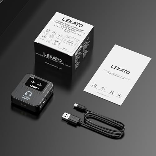 LEKATO Wireless in-Ear Monitor MS-20 for Charging Box, 1 Beltpack Receiver, 2.4G IEM System, Auto-Pairing, OTG Support, One to More, in-Ear Monitoring for Studio,Live,Singer,Band (1 Receiver)