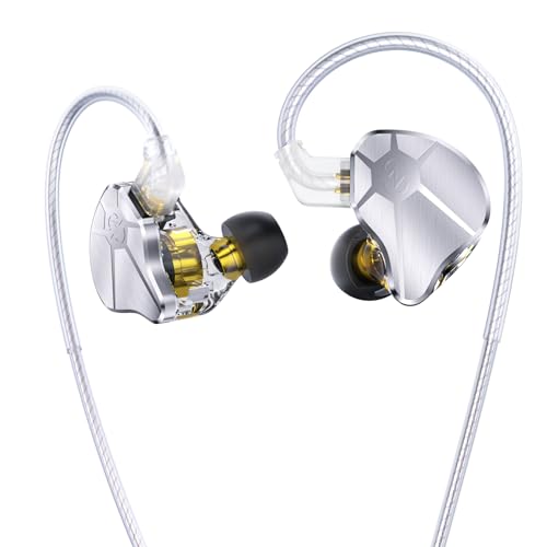 Kinboofi Bass Wired Headphone,CCZ BC04 Custom High-Frequency BA IEM Headphone, Stereo Sound IEM Earbuds Earphone with Oxygen-Free Copper Silver-Plated Cable for Musician System (No MIC, BC04-Silver)…