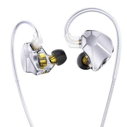 Kinboofi Bass Wired Headphone,CCZ BC04 Custom High-Frequency BA IEM Headphone, Stereo Sound IEM Earbuds Earphone with Oxygen-Free Copper Silver-Plated Cable for Musician System (No MIC, BC04-Silver)…