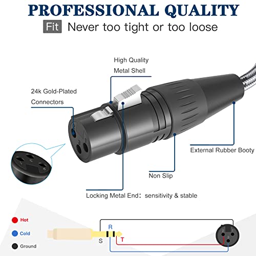JOLGOO XLR Female to 1/4 Inch 6.35mm TRS Plug Balanced Interconnect Cable, XLR to Quarter inch Cable, 25 Feet, for Microphone,Mixer,Guitar,AMP,Speakers - size: 25 Feet, style: XLR Female to 1/4 TRS Male