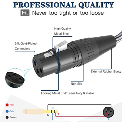 JOLGOO XLR Female to 1/4 Inch 6.35mm TRS Plug Balanced Interconnect Cable, XLR to Quarter inch Cable, 15 Feet, for Microphone,Mixer,Guitar,AMP,Speakers - size: 15 Feet, style: XLR Female to 1/4 TRS Male