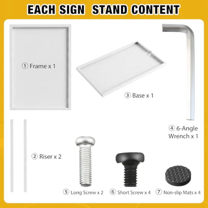 Blulu 4 Pcs Sign Stand Holder, 19.6"x 27.5" Double Sided Metal Wedding Sign Stand, Heavy Duty Floor Standing Poster Holder, Outdoor Banner Stands with Non Slip Mat for Board and Foam Display (White) - color: White