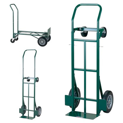 Harper Trucks JEDT8635P Convertible Hand Truck, 600/700 lb Capacity | Converts from a 600 lb two-wheel dolly to a 700 lb four-wheel cart with flat-free rubber wheels for moving and delivery