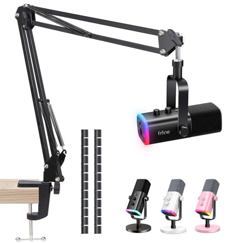 SUNMON Mic Arm for Microphone, Boom Arm for Fifine AM8 with Cable Sleeve - color: FIFINE XLR/USB Dynamic Microphone Boom Arm
