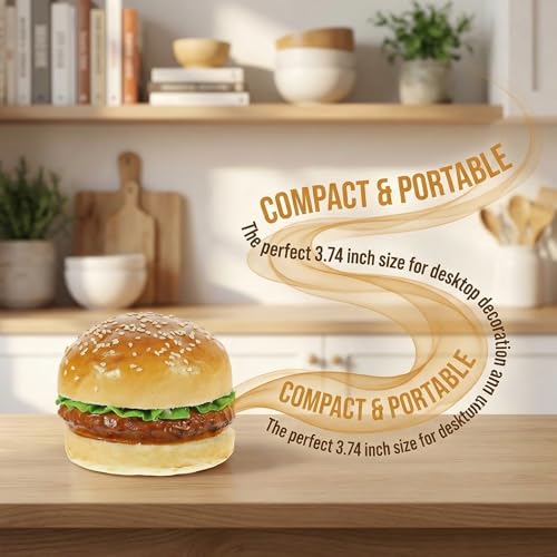 BESPORTBLE Fake Burger Model Realistic Burger Prop for Food Photography Desktop Ornament Pu Play Food for Kitchen Shop Window Dessert Cabinet Holiday Display 3.74 X 3.74 X 2.95 in