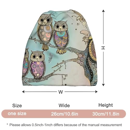 Art Owl Women's Slouchy Beanie Hat Cute Turban Hats Cancer Headwear Caps Baggy Skull Sleep Scarf - color: Art Owl