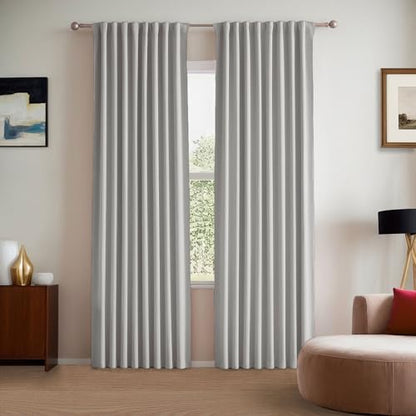 Thermal Insulated Blackout Curtains, 96 Inches Long, 2 Panels | Back Tab and Rod Pocket, Sound Proof, Pinch Pleated, With Hook for Track System - color: Grey, size: 52"W x 96"L (Pack of 2)